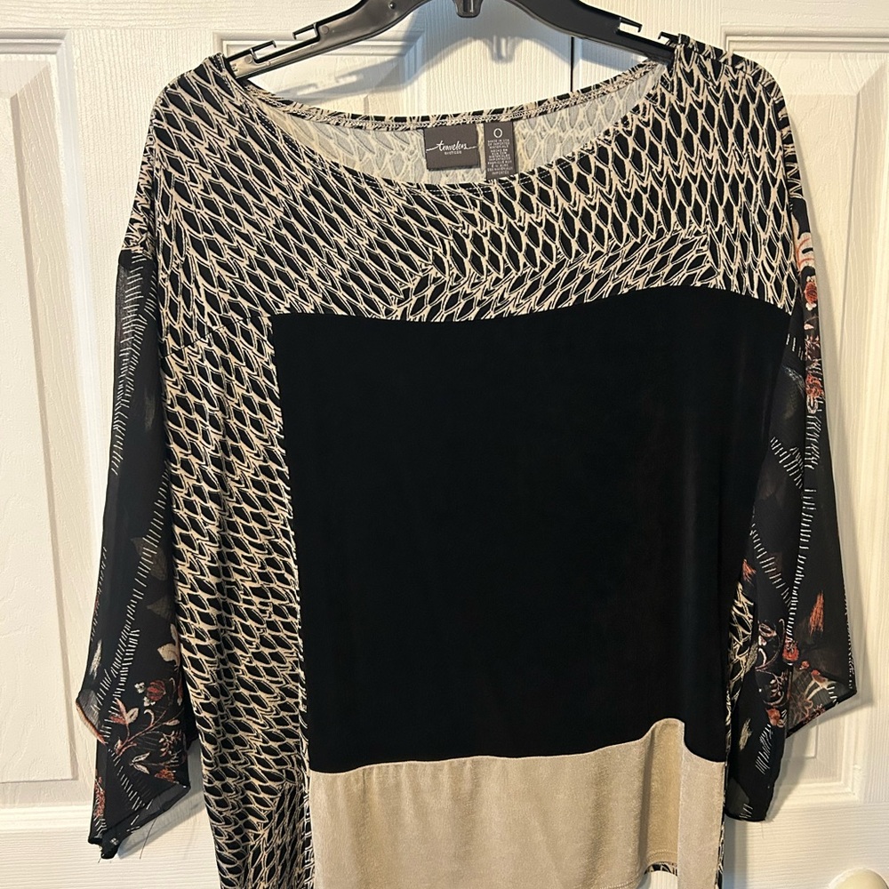 Chic Black and Cream Women's Tunic by Amanda